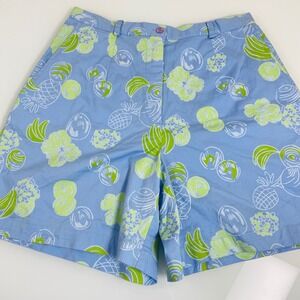 Lilly Pulitzer Women's Sz 4‎ Bermuda Shorts Blue Green Tropical Fruit Print
